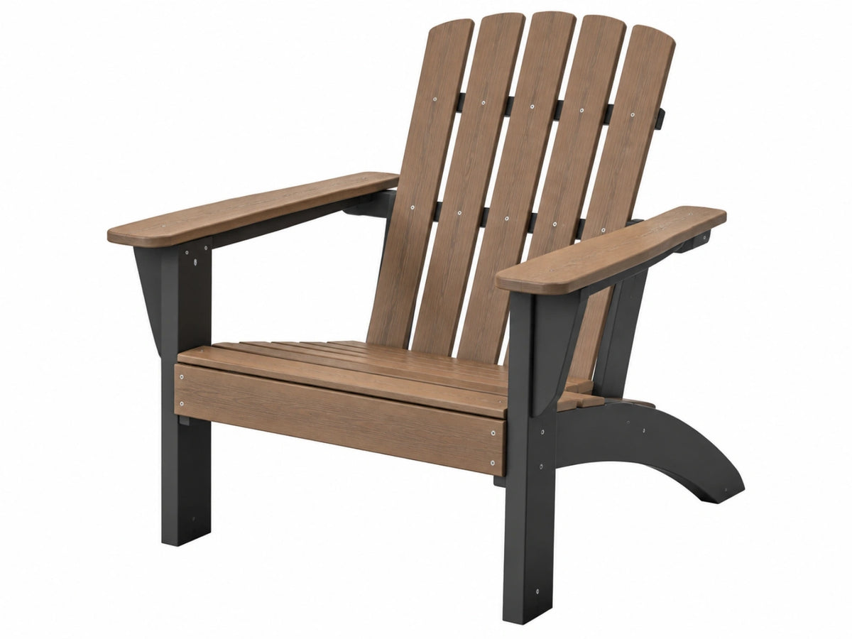 Adirondackstuhl 84 x 78 x 98 cm Kunststoff Holzoptik Braun Schwarz Gartenstuhl mit Armlehnen