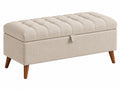 Sitzbank mit Stauraum 120 x 45 x 48 cm Textilbezug Beige - gepolsterte Truhenbank mit Holzbeinen