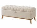 Polsterbank 120 cm mit Stauraum Textilbezug in Creme - gepolsterte Sitzbank im skandinavischen Stil