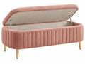 Sitzbank 120 cm Samt Rosa mit Stauraum und Klappdeckel