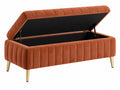 Sitzbank 120 x 45 x 50 cm in Terrakotta Samtoptik mit Stauraum