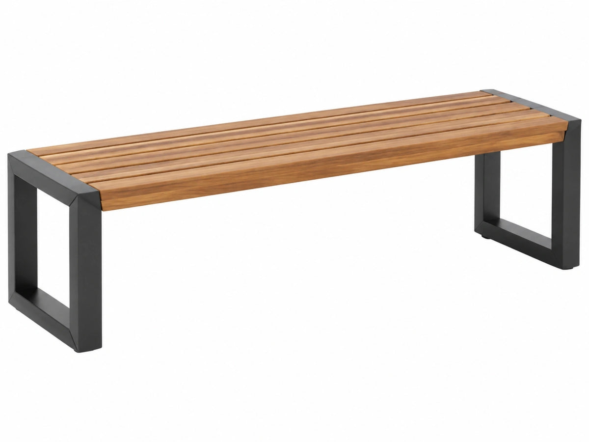 Gartenbank 120 x 40 x 45 cm aus Holz und Metall Braun Schwarz - Lattenbank im Industriestil