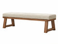 Sitzbank 180 x 45 x 46 cm mit Textilpolsterung Beige Holzgestell im modernen Stil