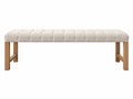 Sitzbank 140 x 40 x 46 cm aus Holz mit cremefarbenem Textilbezug im modernen Stil