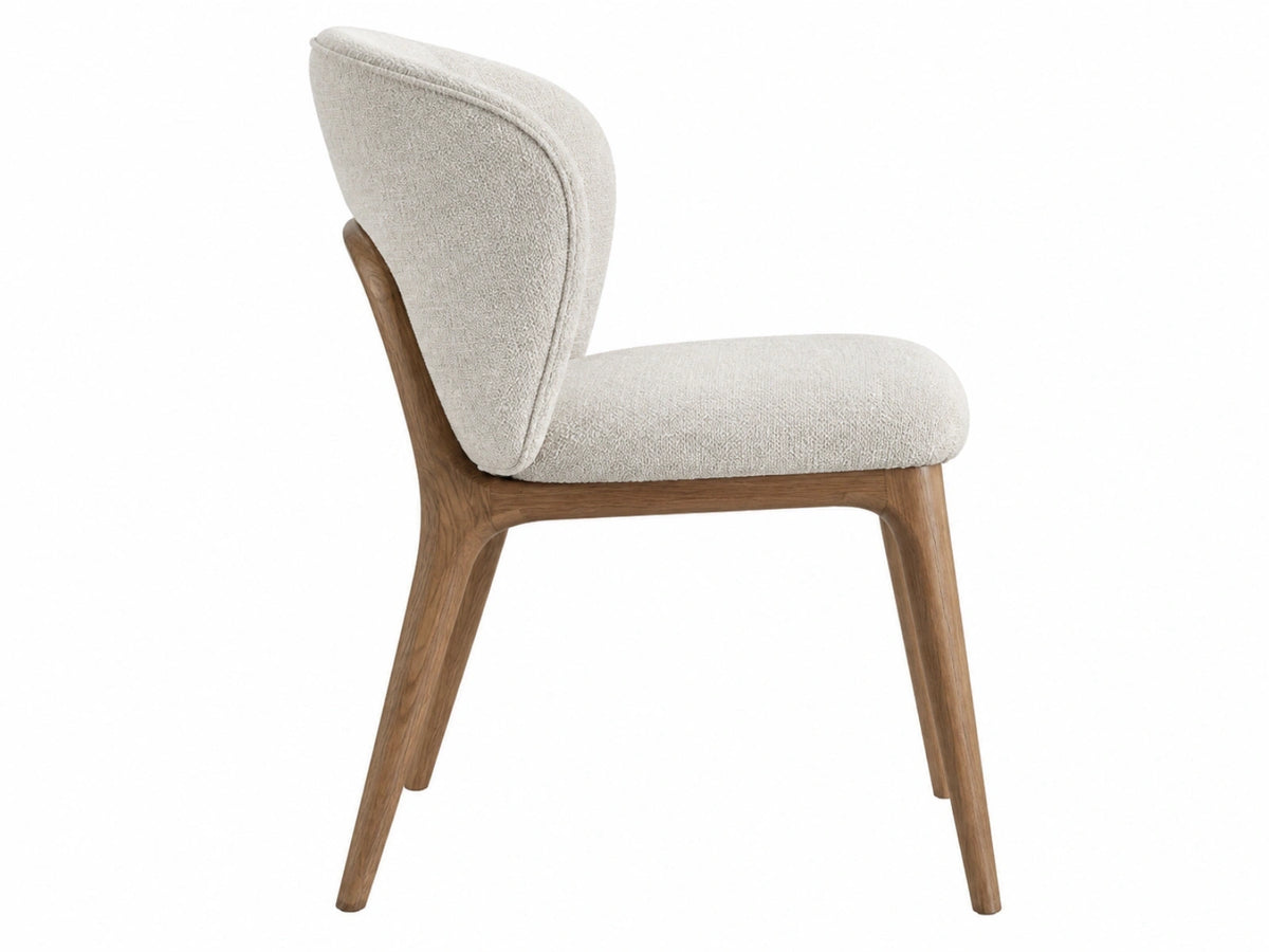 Esszimmerstuhl 52 x 60 x 82 cm mit Bouclébezug in Beige Holzgestell im skandinavischen Stil