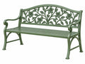Gartenbank 128 x 60 x 90 cm aus Metall in Grün mit Blumenrelief