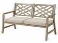 Gartenbank 125 cm Metall Taupe mit beigen Sitzkissen Gitterdesign für Terrasse