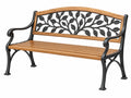 Gartenbank 150 x 65 x 90 cm Holz Metall Braun Schwarz Blattmotiv Klassisch